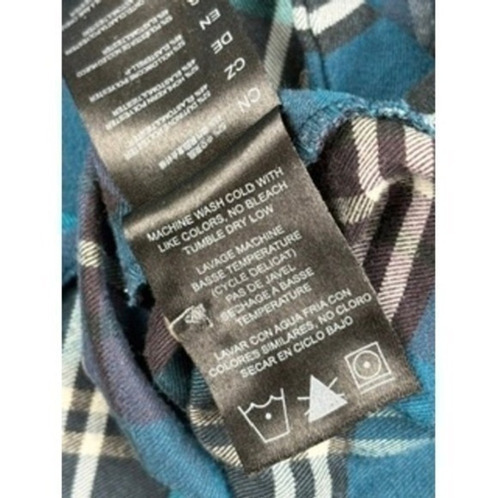 KÜHL Women's M Style 8346 Teal Blue Plaid Flannel Button Up Shirt Outdoor Hiking - Picture 9 of 10